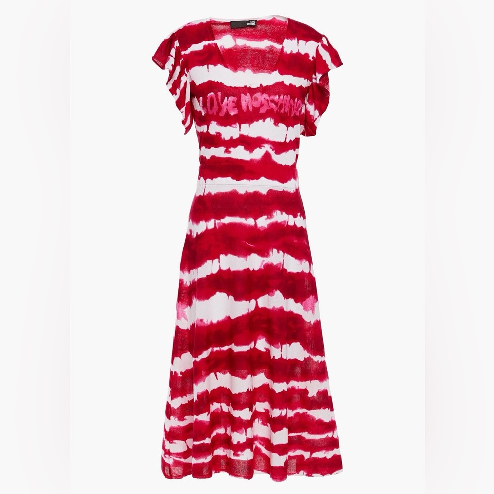 Love Moschino Midi Dress Women's 4 Multicolor Tie Dye Knit‎ Sheath Designer Chic
